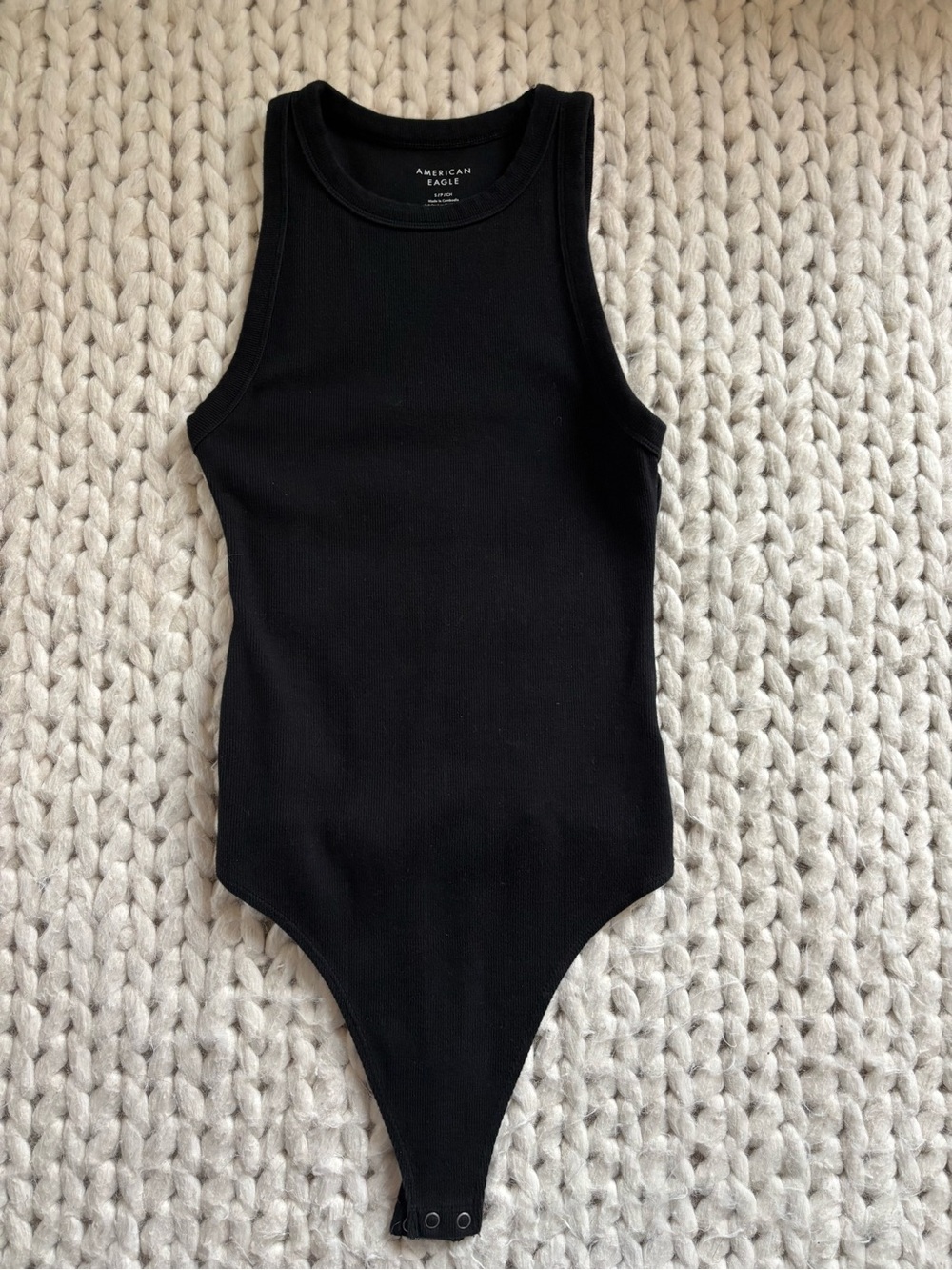 American Eagle Outfitters Black Ribbed One-Piece Bodysuit